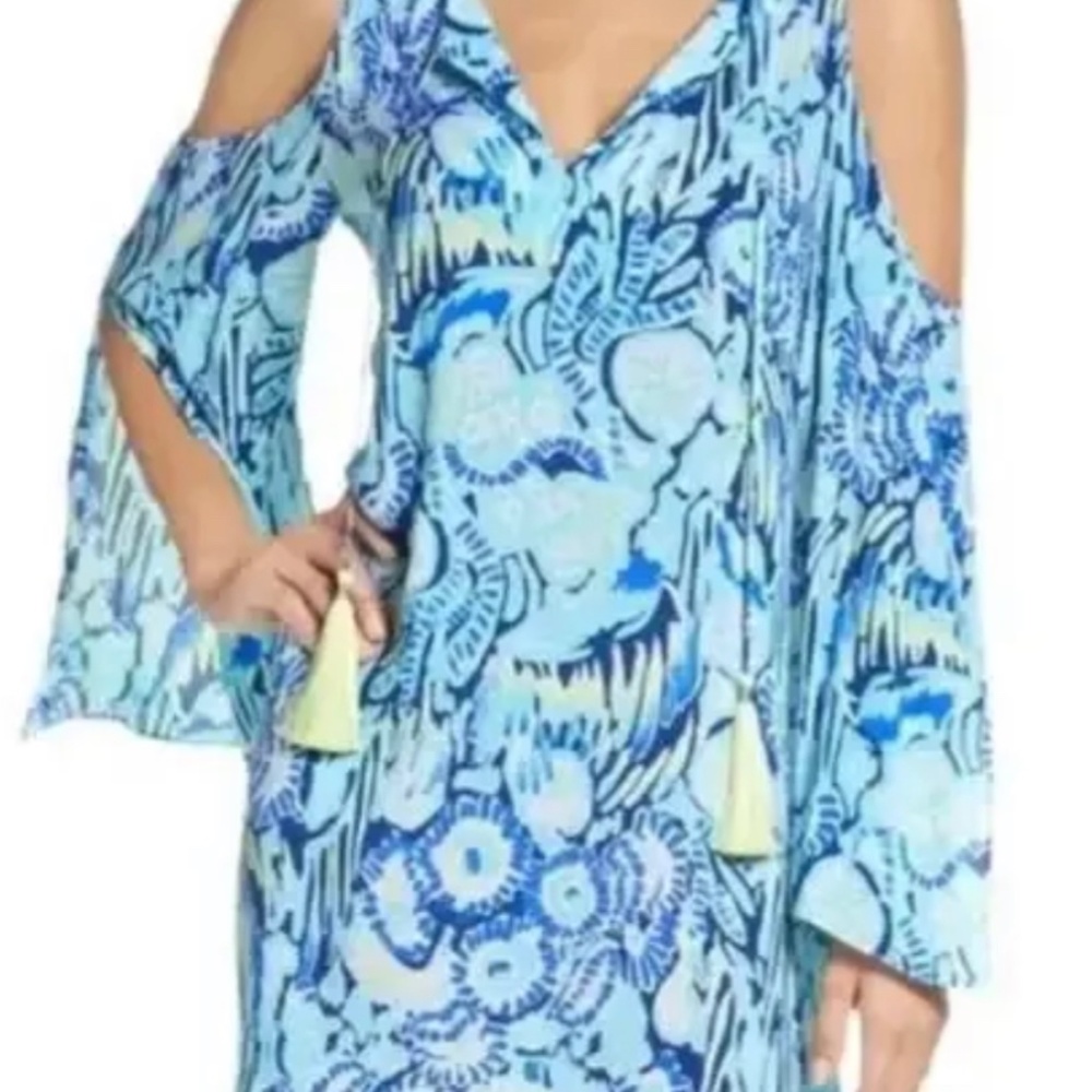 Lilly Pulitzer Blue Floral Cold Shoulder Dress